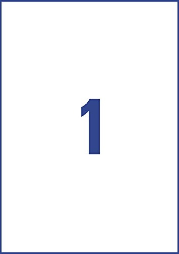 White multi-function labels featuring a bold blue number "1" in the center, designed for versatile labeling applications.