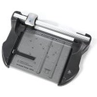 Black and silver Avery Precision Cutter A4 with a clear ruler guide and sliding blade mechanism.