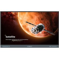 Black BenQ interactive whiteboard, 86" touchscreen, 3840x2160 pixels, displaying satellite image with planet background.