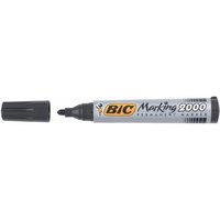BIC Marking 2000 permanent marker, bullet tip, black ink, gray barrel with black cap, pack of 12.