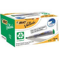 Green BIC Velleda 1701 whiteboard marker with bullet tip, 1.5mm line, eco-friendly packaging, pack of 12.