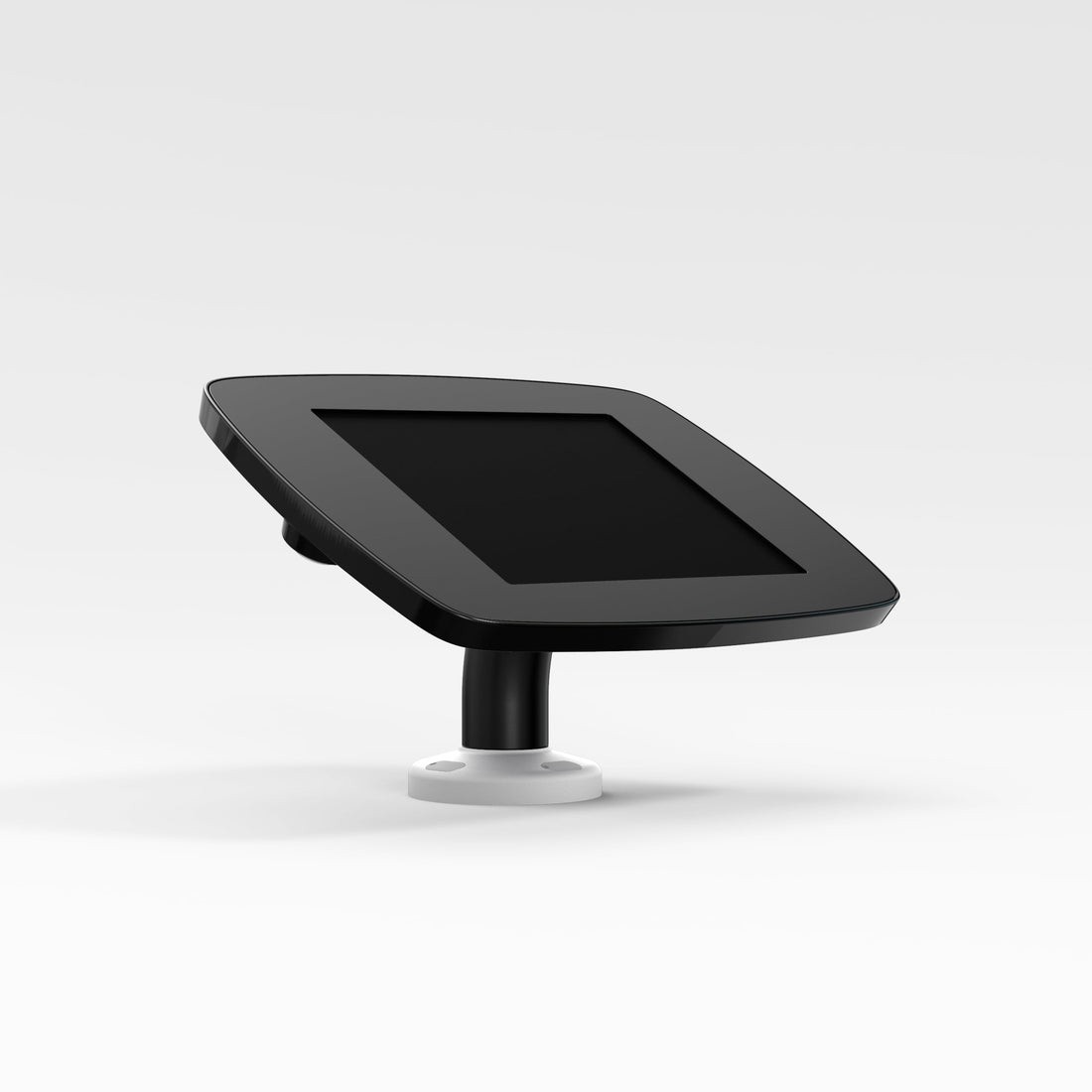 Black Bouncepad Swivel Desk for Apple iPad Mini 6th Gen, featuring a sleek design with an exposed front and a sturdy base for secure mounting.