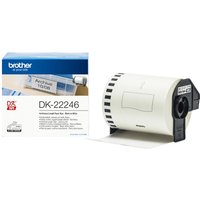 Brother DK-22246 label-making tape, black on white, with roll and box packaging, compatible with label printers.