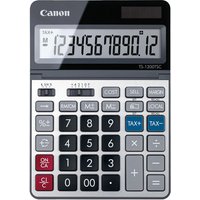 Canon TS-1200TSC desktop calculator, metallic finish, large LCD display, black and gray buttons, red and blue accents.