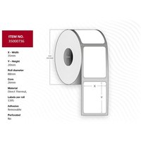 White Capture 35000736 printer label roll with rectangular labels, adhesive backing, and perforated edges.