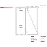 "Capture SHIPLABEL102X192-FF2 printer label, white with red text, dimensions 102x192mm, adhesive permanent"