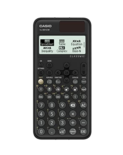 Casio ClassWiz CW Fx-991CW scientific calculator in black, featuring an LCD display, plastic keys, and 540 functions for advanced calculations.