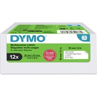 Dymo LabelWriter box with green label, 19mm x 51mm size, showing 12 rolls of small multi-purpose labels.