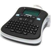 Black and white DYMO LabelManager 210D+ with QWERTY keyboard and LCD screen.