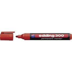 Red Edding 300 permanent marker with a chisel tip, featuring a black body and a red cap, labeled "edding 300 permanent marker" in white text.
