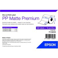 Epson 7113410 white self-adhesive printer label, die-cut roll, PP matte premium, 535 labels per box.
