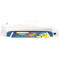 Blue and white Fellowes Lunar+ A3 hot laminator with paper feeding through, compact design, 300 mm/min speed.