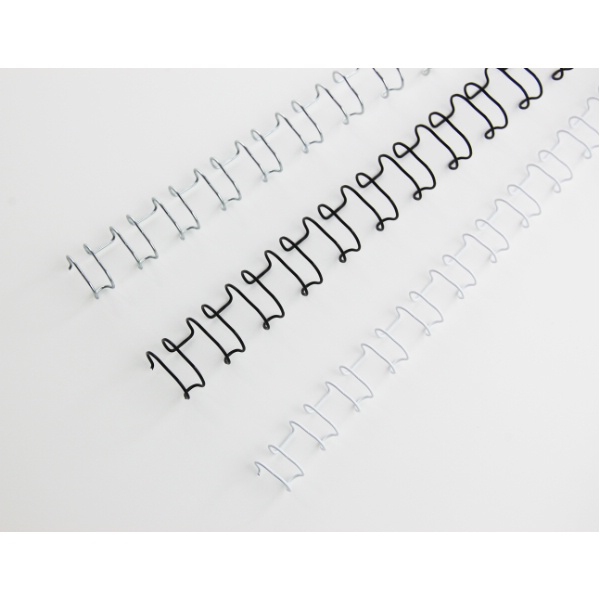 Black and silver GBC Binding Wires in 14mm size, featuring a spiral design with evenly spaced loops, ideal for binding documents securely.