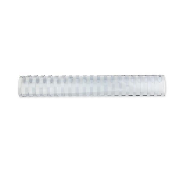 Clear plastic binding comb, 32mm diameter, designed for A4 documents, featuring 21 rings for easy page turning and secure binding.