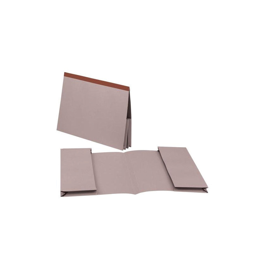 Buff-colored reinforced manilla legal wallet with double pockets, made from 315gsm material, shown open and closed, packaged in a set of 25.