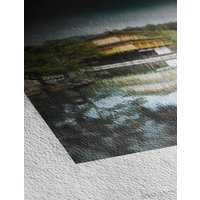 Hahnemühle Sugar Cane White Matt paper with textured surface, featuring a printed image of a serene landscape scene.