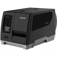 Black Honeywell PM45A label printer with digital display, direct thermal printing, and sleek rectangular design.