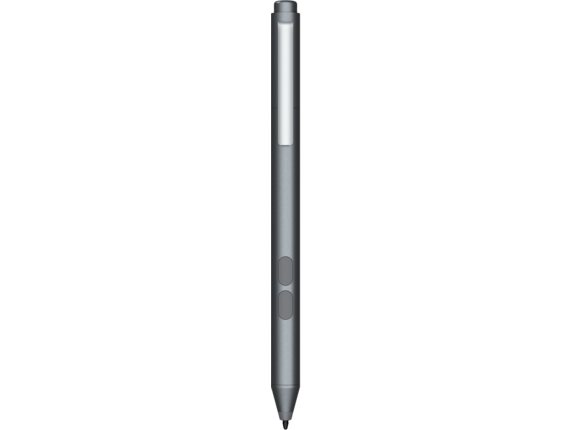 Sleek silver HP MPP 1.51 Pen with a textured grip, two side buttons, and a fine tip for precise writing and drawing on touchscreen devices.