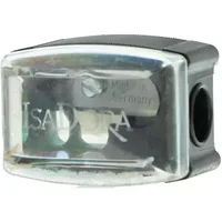 Clear IsaDora Pencil Sharpener Slim with transparent lid and black base, featuring dual sharpening holes.