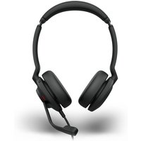 Black Jabra Evolve2 30 headset with cushioned ear cups, adjustable headband, and attached microphone, USB Type-C/A.