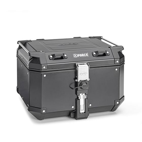 Kappa K'FORCE MONOKEY motorcycle top case in black, featuring a sturdy design, 48-litre capacity, and secure locking mechanism with side handles for easy transport.