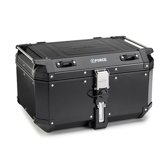 Kappa K'FORCE MONOKEY motorcycle top case in black, featuring a 58-litre capacity, sturdy construction, secure locking mechanism, and reinforced edges for durability.