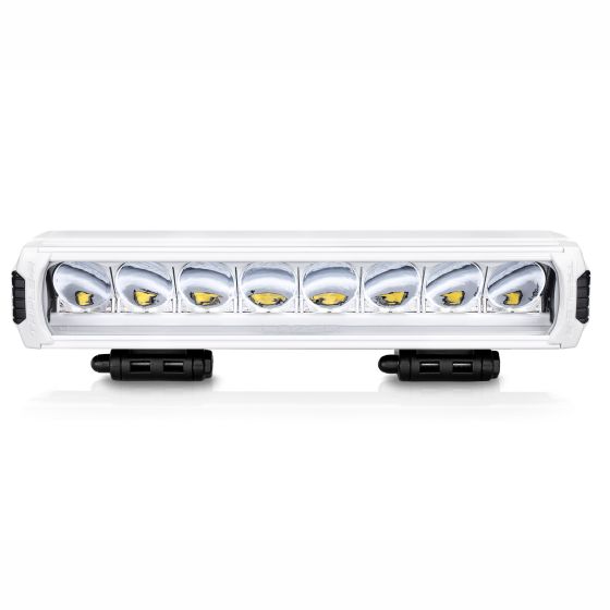 Lazer Lamps Gen 2 Triple-R 1000 LED light bar in white, featuring eight round LED lenses and two black connectors on either side for easy installation.