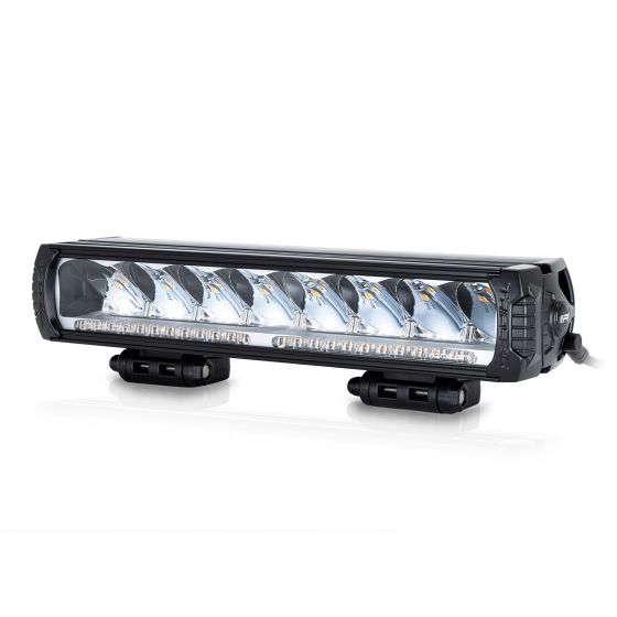 Lazer Lamps Triple-R 1000 lamp in black features a sleek design with six bright LED lights and a built-in beacon, mounted on adjustable brackets for versatile installation.
