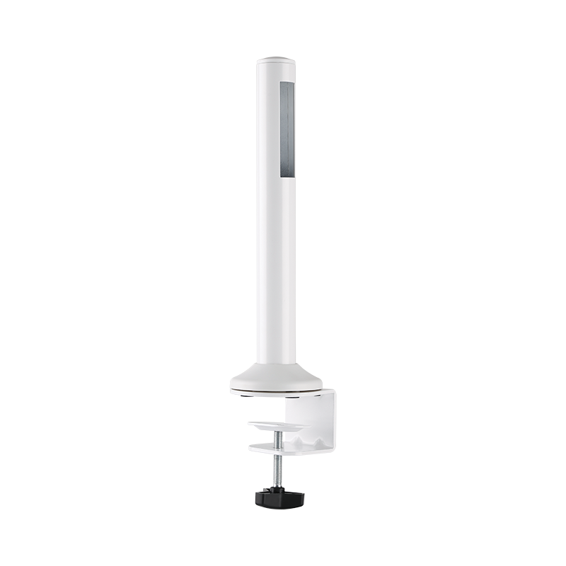 White LogiLink slatwall desktop mounting pole with a sleek design, featuring a sturdy clamp base for secure attachment, sold as a set of two pieces.