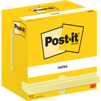 Pack of 12 Post-It Notes, 76x127mm, Canary Yellow, 100 sheets each, with Post-It logo on yellow packaging.