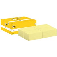 Post-It Notes Value Pack, 76x127mm, Canary Yellow, 100 sheets per pad, 20 pads, in a yellow box.