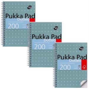 Pukka Pads Metallic Jotta Notepad in A5 size features a wirebound design, a soft metallic teal cover, and 200 pages with a 5mm dotted grid pattern.