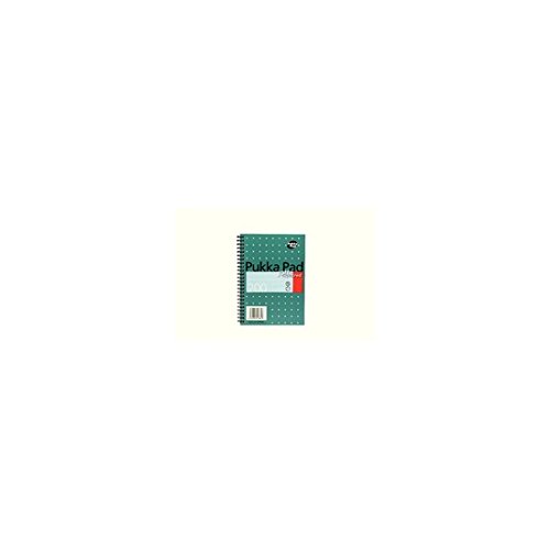 Pukka Pad A5 Jotta Squared Notebook pack of 3, featuring a teal cover with white polka dots, spiral binding, and squared pages for versatile note-taking.