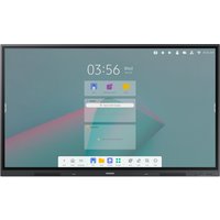 Black Samsung WA75C 75" interactive whiteboard with touchscreen, 3840x2160 resolution, displaying digital interface.