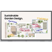 Samsung WE86FX grey interactive whiteboard, 86-inch, 3840x2160 pixels, with HDMI, displaying garden design.