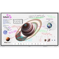 Samsung WM75B interactive whiteboard, 75" touchscreen, grey and white, displaying annotated Saturn diagram.