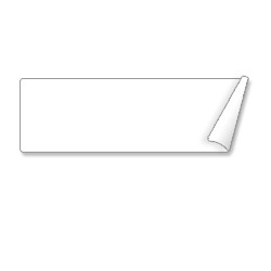 White addressing label with a smooth, glossy finish and a corner slightly peeled back, designed for easy application and printing.