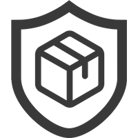 Black and white shield icon with a box symbol in the center, representing "Shipping Protection" by xcotton.