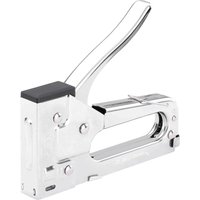 "Chrome Stanley TR45 light duty staple gun with black handle grip and compact design"