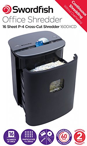 Swordfish 1600XCD paper shredder Cross shredding 66 dB 22.2 cm Black. - image 4