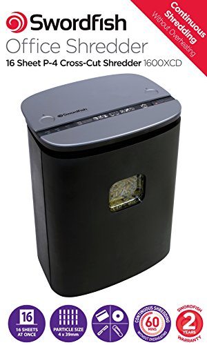 Swordfish 1600XCD paper shredder Cross shredding 66 dB 22.2 cm Black. - image 5