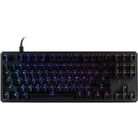 Black Tecware Phantom+ gaming keyboard with RGB backlit keys, USB connection, and UK QWERTY layout.