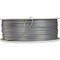 Silver Verbatim PLA 3D printing filament spool, 1 kg, neatly wound on a white reel.