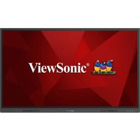 Viewsonic IFP65G1 black interactive whiteboard, 65" touchscreen, 3840x2160 resolution, HDMI, red geometric background.