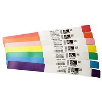 Pink Zebra Z-Band Splash self-adhesive printer label, rectangular with barcode and text, vibrant color band.