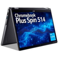 Grey Acer Chromebook with 14" touchscreen, Intel Core i3, slim design, Wi-Fi 6E, and ChromeOS.