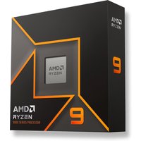 AMD Ryzen 9 9900X processor box, black with orange accents, featuring a visible chip window and bold number 9.