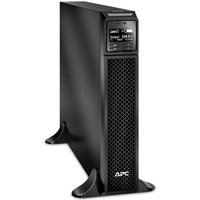 Black APC Smart-UPS tower with LCD display, 8 C13 and 2 C19 outlets, sleek design with vented front panel.
