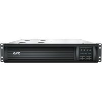 Black APC Smart-UPS SMT1500RMI2UC, 2U rackmount with LCD display, 4x C13 outlets, USB port, SmartConnect feature.
