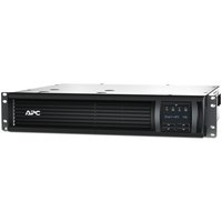 Black APC Smart-UPS with digital display, 4x C13 outlets, USB port, rack mountable design, 750VA capacity.